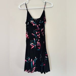 Express XS Floral Black Sundress